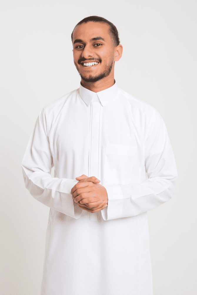 Zakhrafat White, Classic collar Youth Thobe
