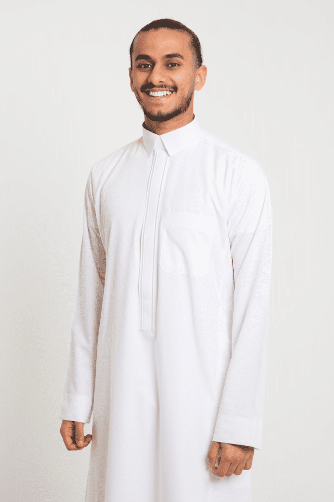 Zakhrafat White, Classic collar Youth Thobe