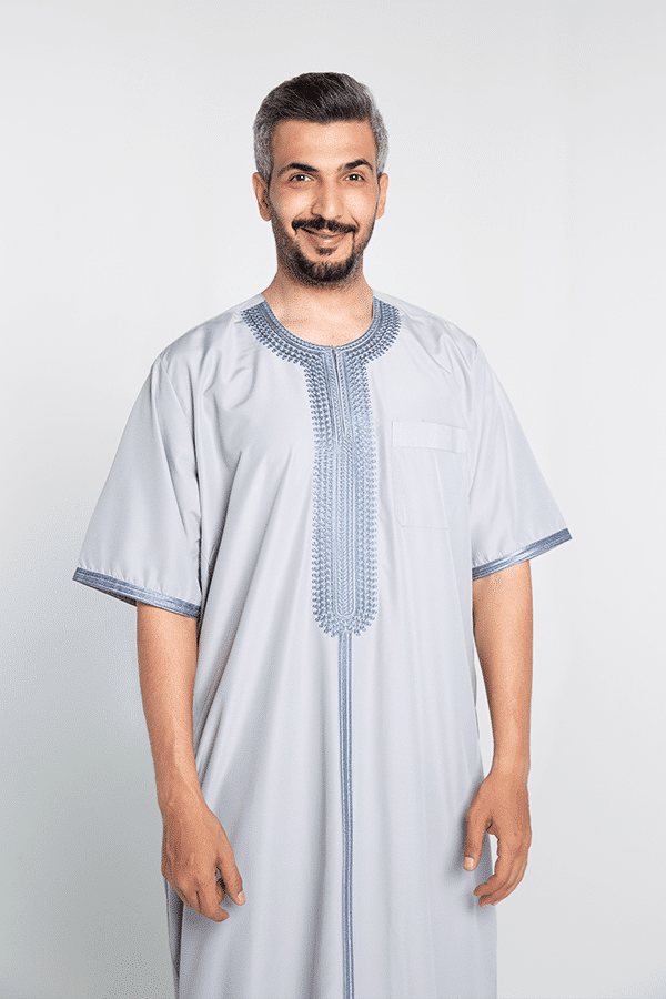 Embroidered Jalabiya Light blue