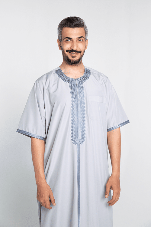 Embroidered Jalabiya Light blue