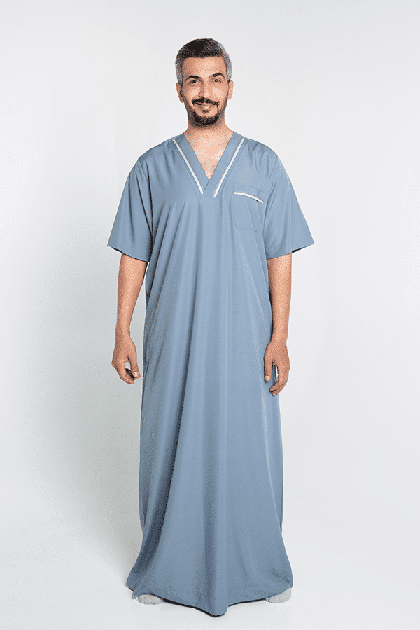 Basic Jalabiya Light blue & Gray Men