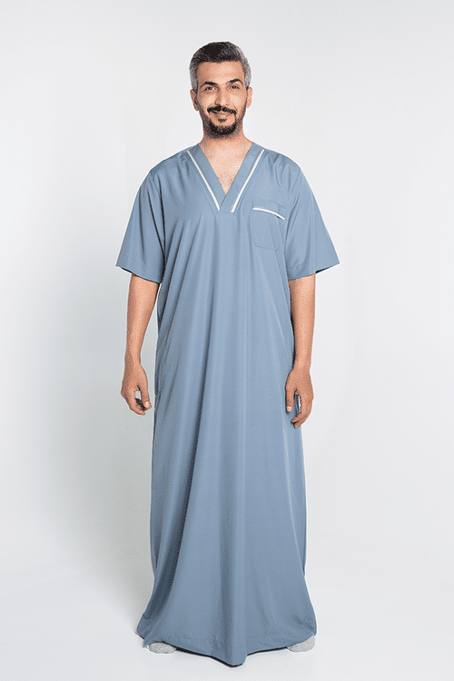 Basic Jalabiya Light blue & Gray Men
