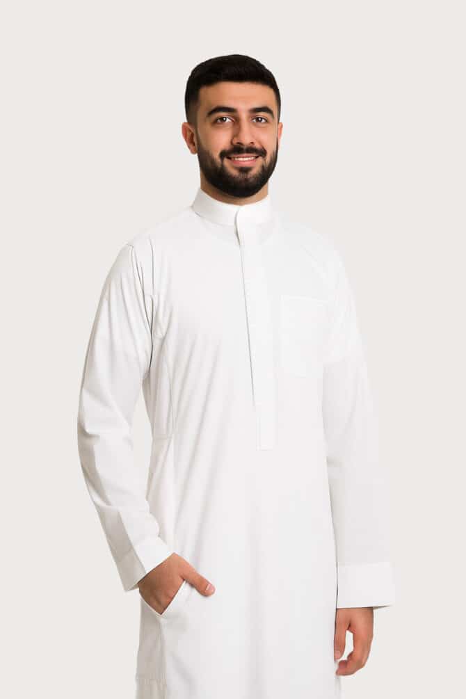 Zakhrafat, Thobe, Cream, Youth, Plain sleeves
