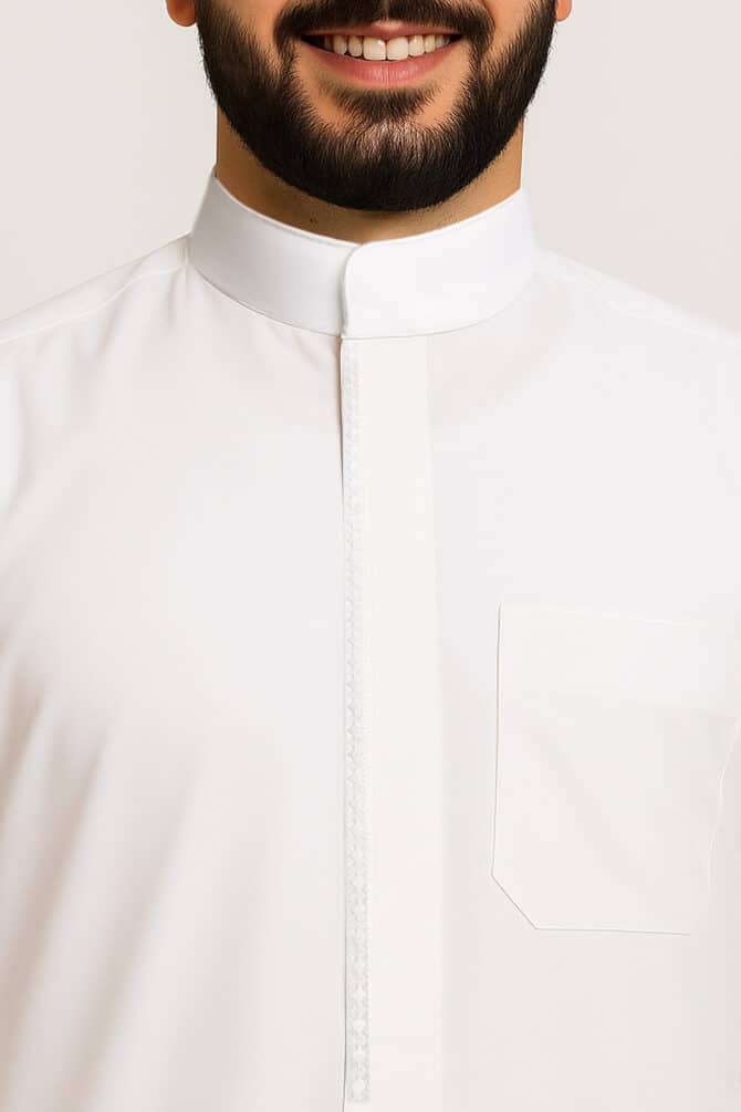 Zakhrafat, Thobe, Cream, Youth, Plain sleeves