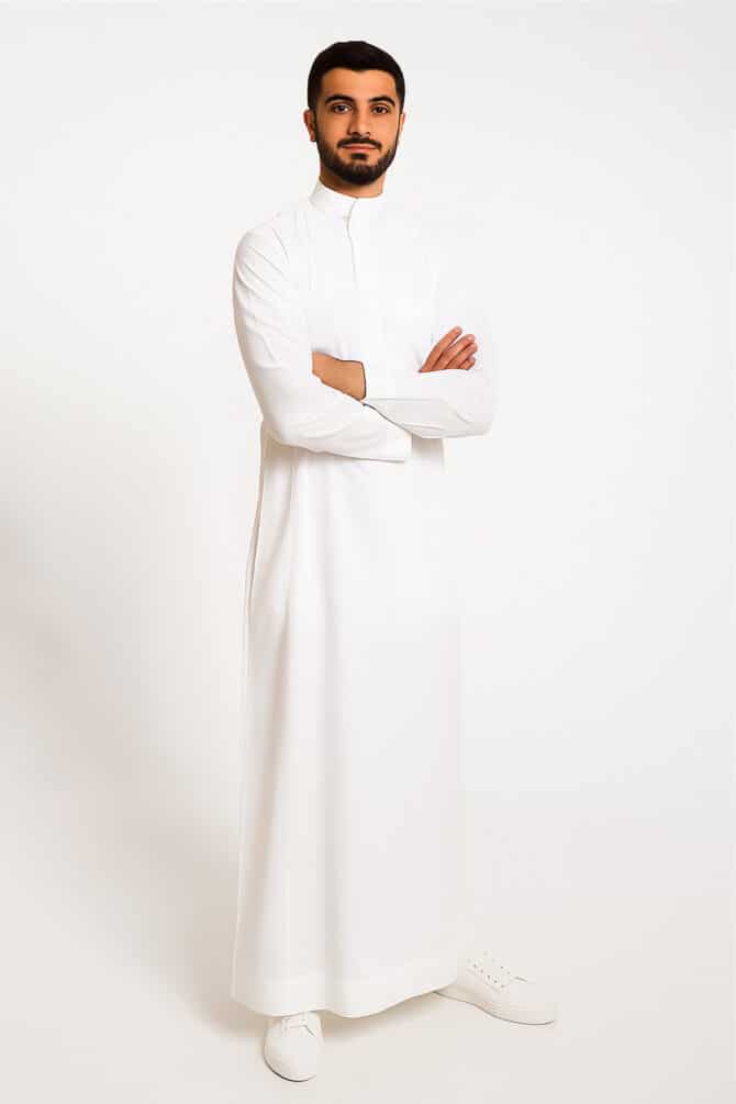 Zakhrafat, Thobe, Cream, Youth, Plain sleeves
