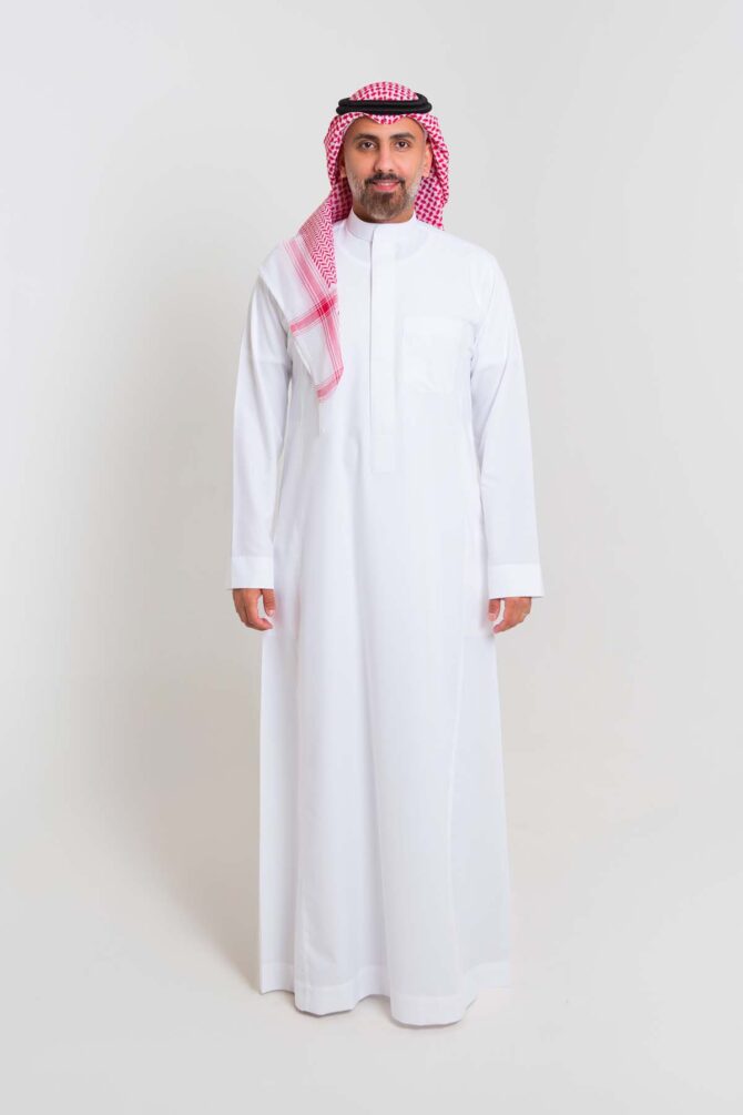 Zakhrafat, Thobe, White, Men, Plain collar