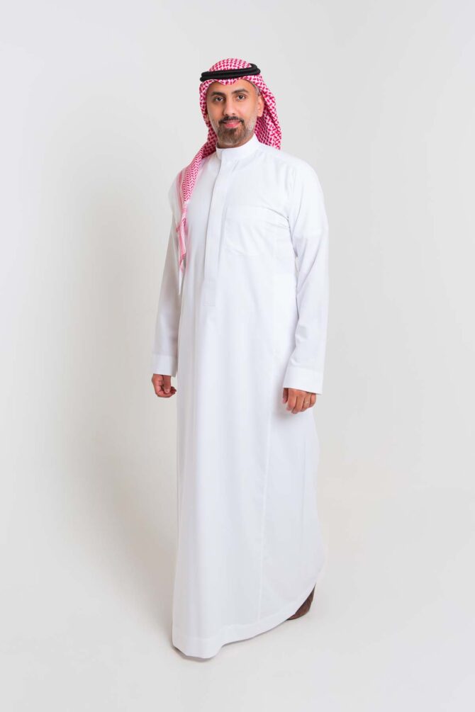 Zakhrafat, Thobe, White, Men, Plain collar